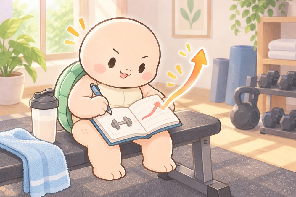 トレーニング記録をつけて伸びにニヤけるナビ助